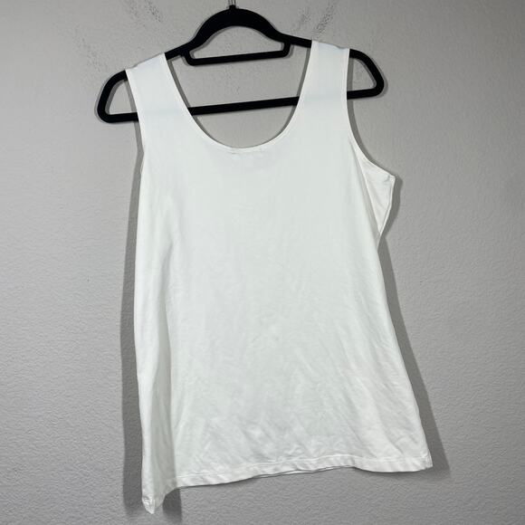 A'nue Miami Womens Size L2 Top Longer Length Tank Cream Scoop Neck Sleeveless - Picture 3 of 8